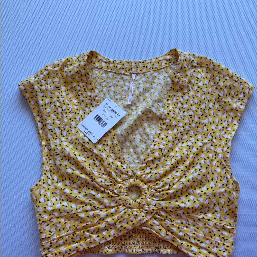 Free People Yellow Patterned Blouse